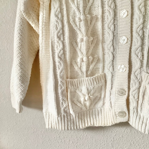 VINTAGE Chunky Fisherman Sweater Cardigan Button Cottagecore Academia Grandpa XL - Picture 3 of 11